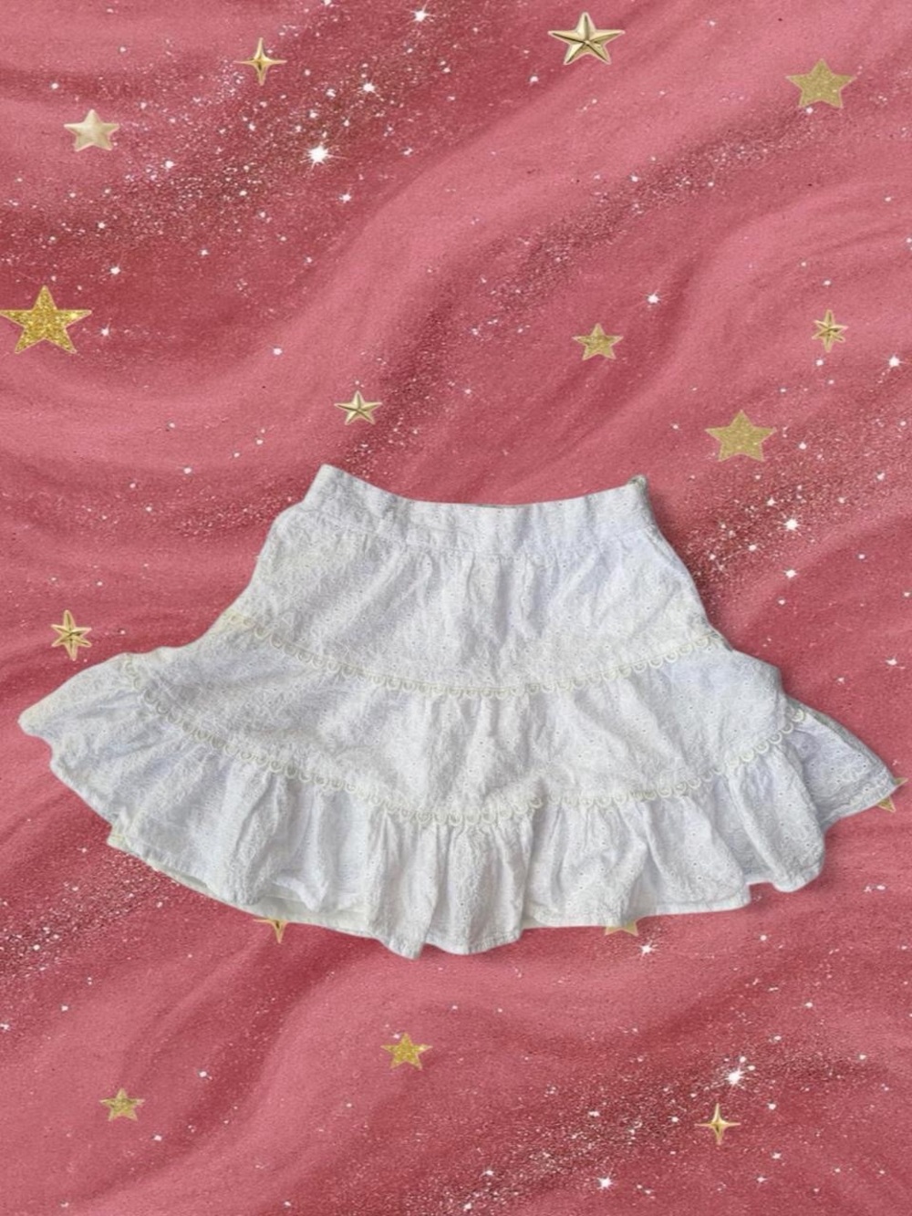 White Tiered Mini Skirt